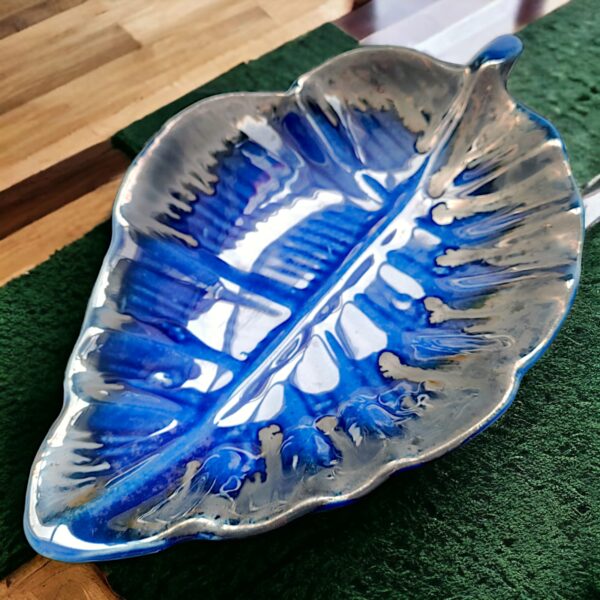 Leaf Platter- Blue Glaze