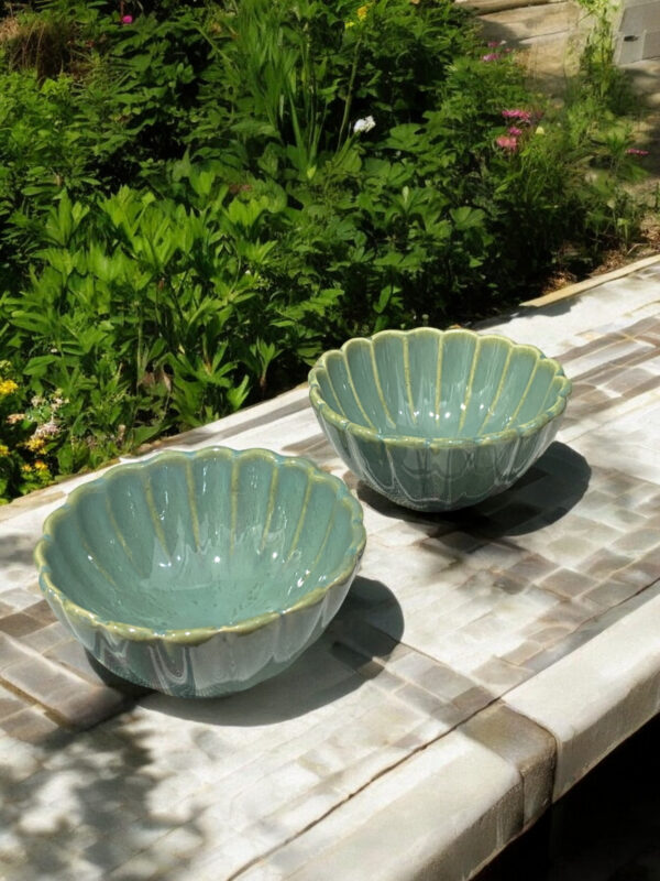 Scalloped Bowl- Sea Green | Set of 2 - Image 2