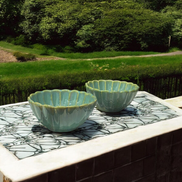 Scalloped Bowl- Sea Green | Set of 2 - Image 3