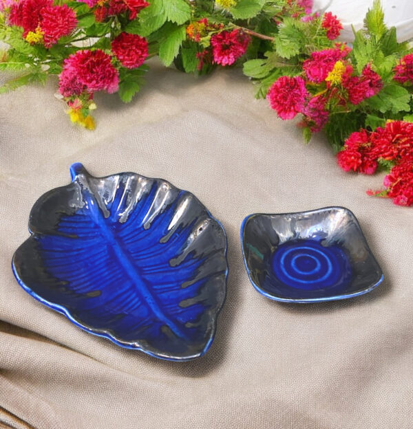 Leaf Platter- Blue Glaze - Image 2