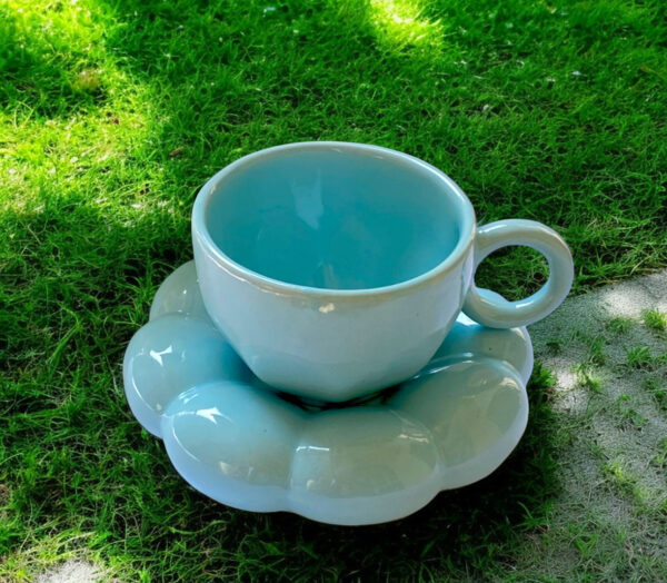 Powder Blue Blossom Mug and Saucer Set
