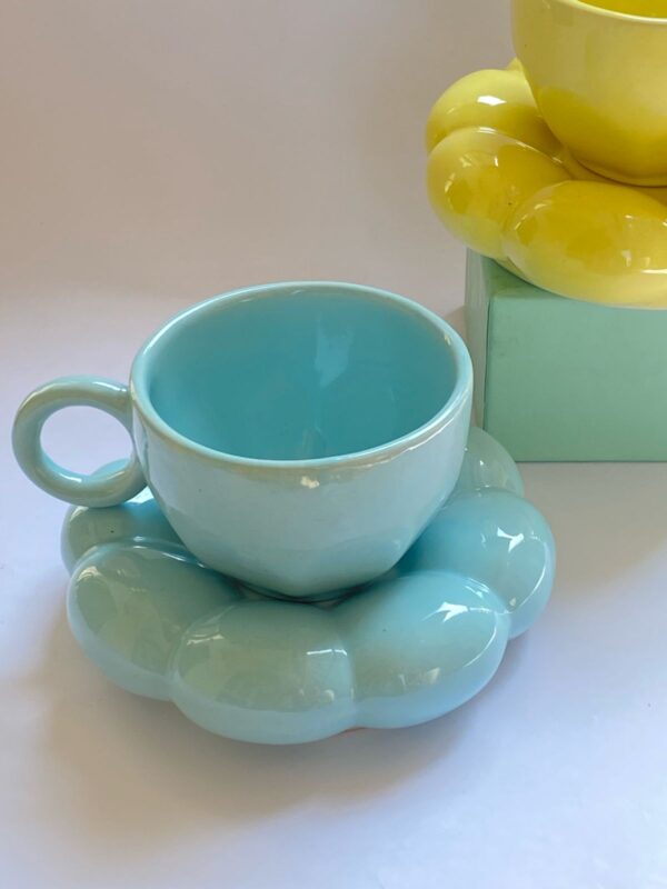 Powder Blue Blossom Mug and Saucer Set - Image 2