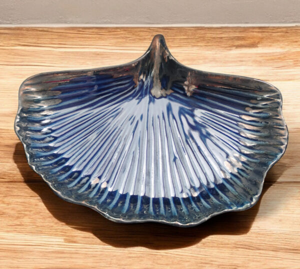 Ginko Leaf Blue Glaze Platter - Image 3
