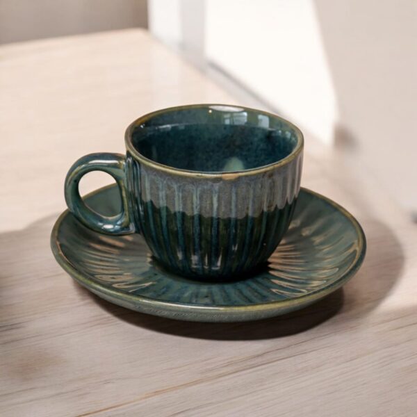 Rustic Emerald Cup & Saucer | Set of 2 - Image 4