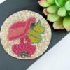 Peppy Flamingo Beaded Coaster | Set of 2