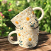 Ceramic Dotted Daisy Mug, Artisan Drinkware