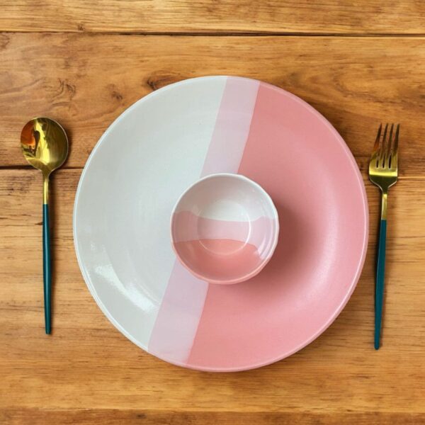 Ombre Pink Plate and Bowl Set