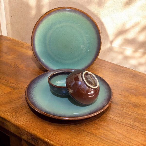 Green Glaze Plate and Bowl Set - Image 2